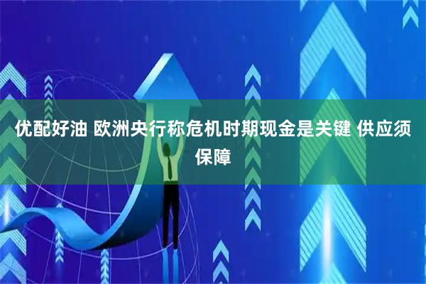 优配好油 欧洲央行称危机时期现金是关键 供应须保障